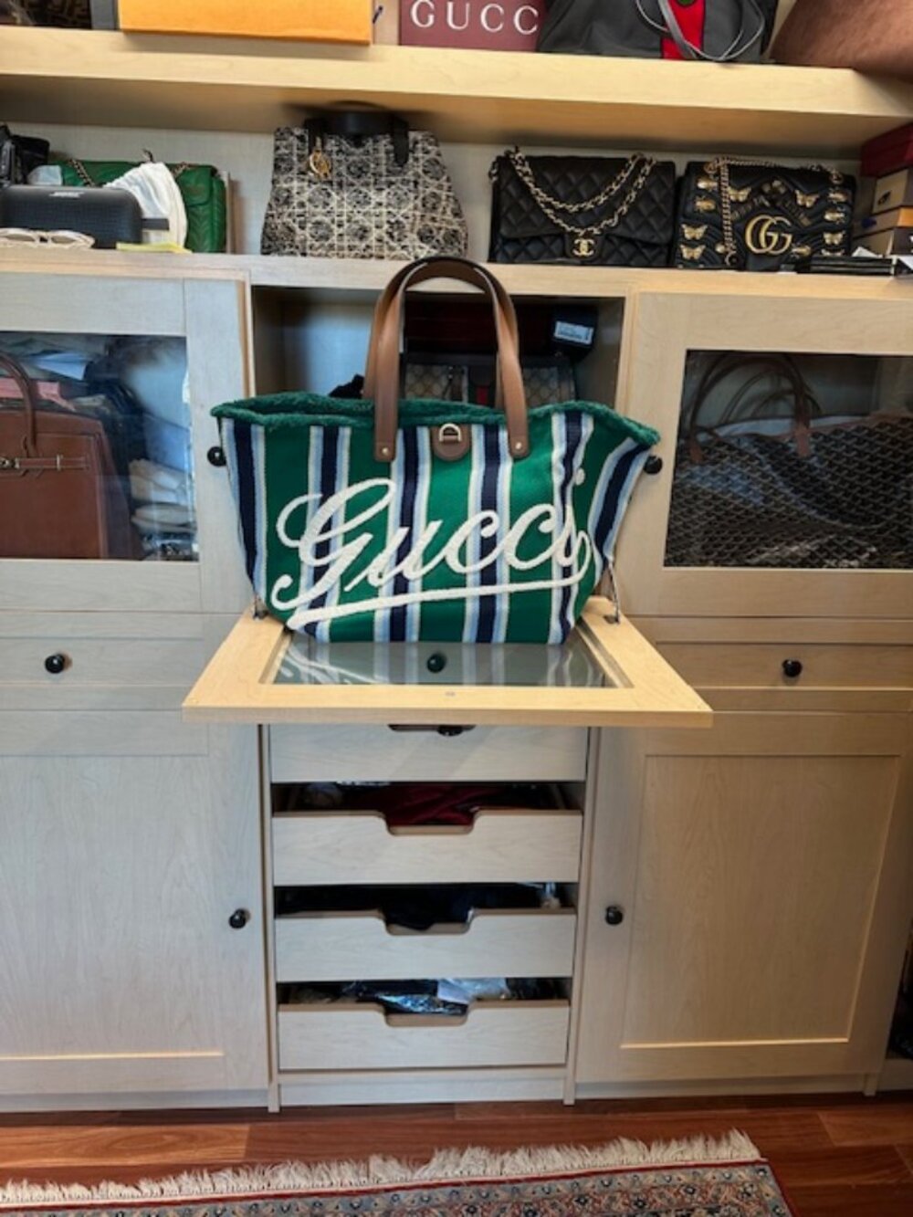 Gucci Large Logo Embroidered Canvas Tote Bag Brand New in Box